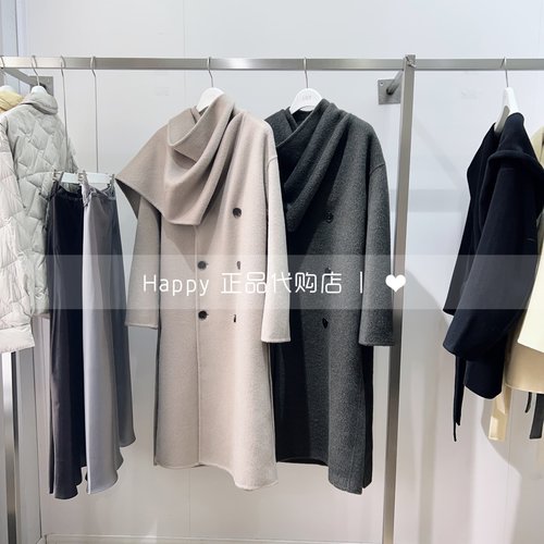 围脖款绵羊毛大衣毛呢外套