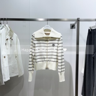 126150TC339双拉链大翻领格纹针织衫 LILY丽丽商场正品 26年春新款