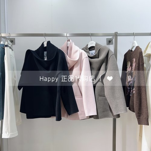 LILY围脖绵羊毛大衣毛呢外套