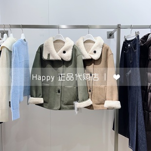 25年冬新款 125440RF223翻领拼接单排扣毛呢外套 LILY丽丽国内代购