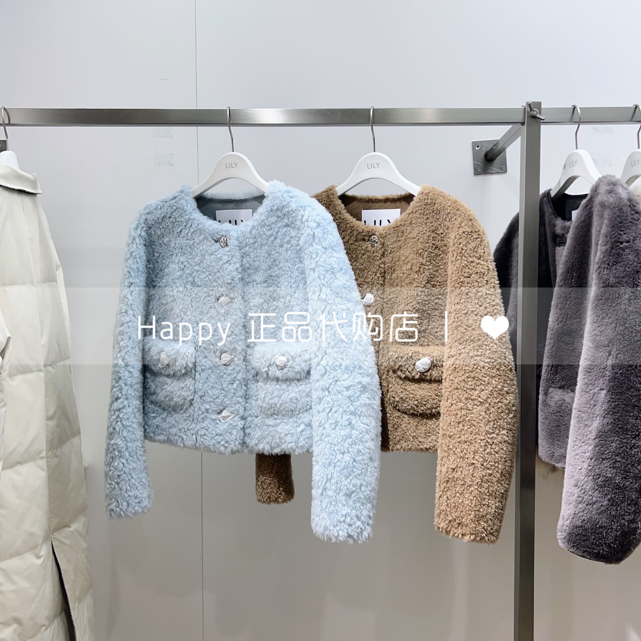 LILY丽丽羊毛圆领单排扣毛呢外套