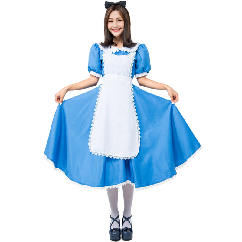 逸品尚城爱丽丝cosplay动漫女仆装出口日本分码蓝色女佣服万圣服