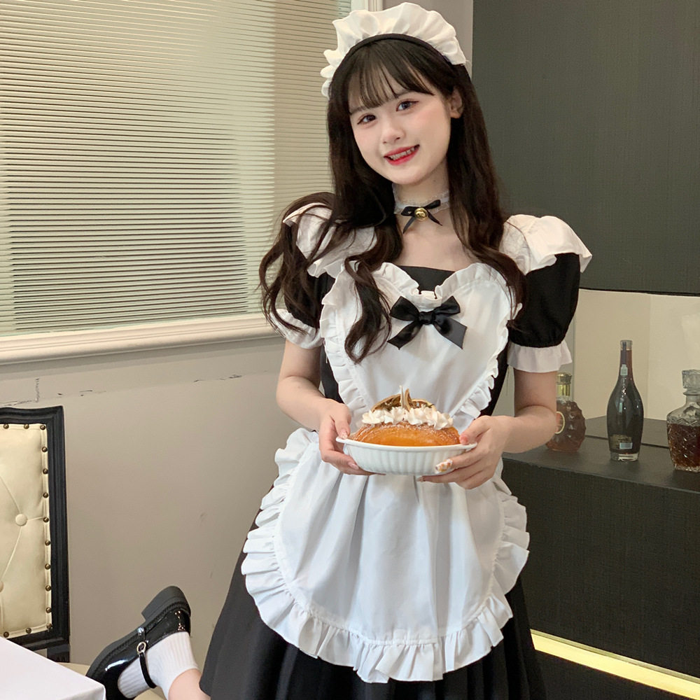 动漫黑白女仆装日本爱丽丝软妹lolita洛丽塔女佣裙女装大佬连衣裙