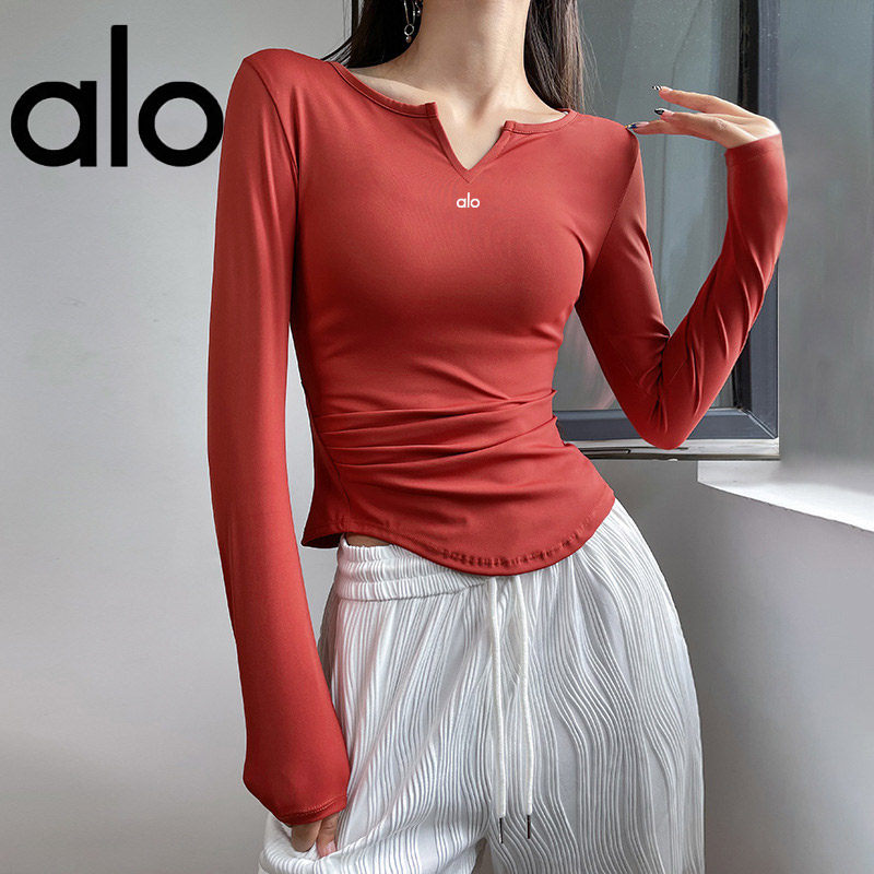 a|o速干瑜伽服女秋冬季修身收腰V领运动上衣跑步健身裸感长袖t恤,运动服/休闲服装,运动T恤,淘宝优惠券,粉丝福利购,淘宝优惠卷