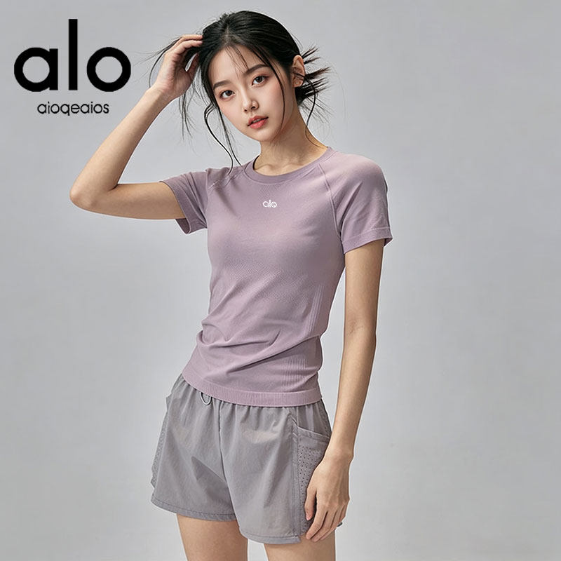 瑜伽服女士夏季运动t恤普拉提训练速干修身显瘦上衣跑步健身短袖
