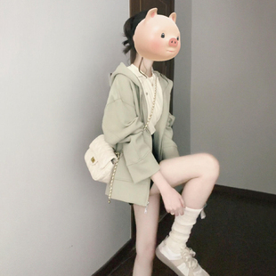 上衣 美式 连帽卫衣外套女秋冬季 2024新款 小个子慵懒风oversize开衫