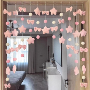 小女孩卧室装饰房间布置公主风儿童房卧室房门免打孔挂饰门帘