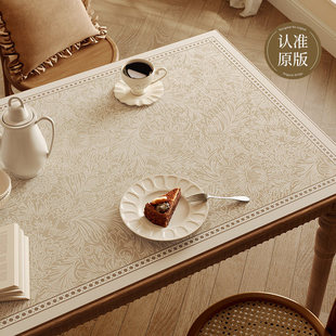 中古风桌垫轻奢高级感桌布餐桌垫防水防油防烫法式复古免洗茶几垫