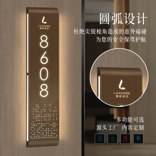 不锈钢发光门牌号美容店足浴公寓房间号牌定制酒店宾馆包厢号码牌