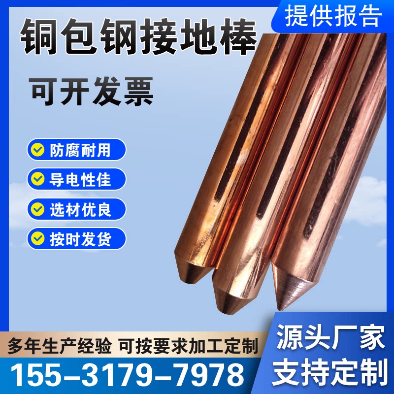 铜包钢接地棒避雷锥形电解离子接地针防雷接地棒镀铜接地棒