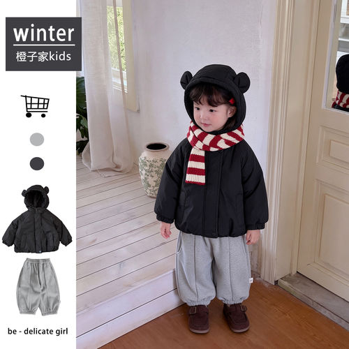 掌柜推荐女宝冬装棉服卫裤套装