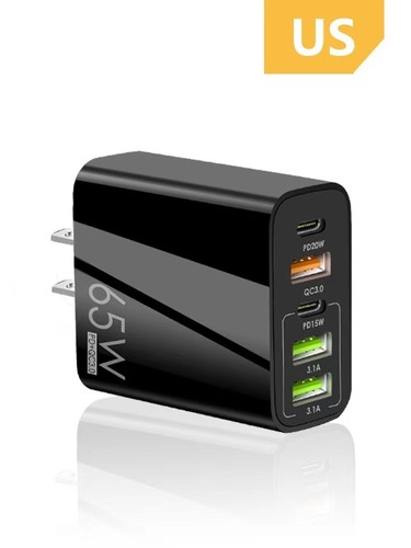 65W多口英规双PD充电器3USB快充适用于iphone11/12苹果13/14港版