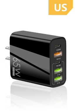 65W多口英规双PD20W充电器3USB快充适用于iphone11/12苹果13/14Ty