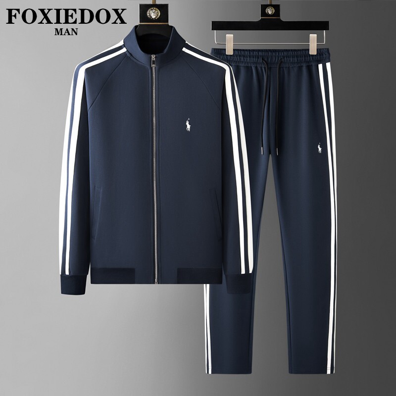 FOXIEDOX品牌卫衣外套男春季2026新款纯棉立领休闲直筒裤运动套装