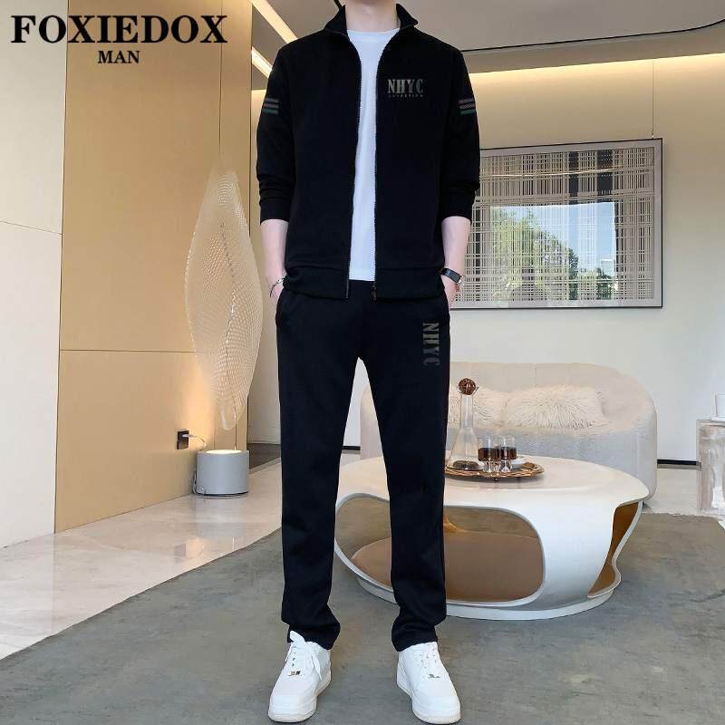 FOXIEDOX品牌男士运动套装2025秋季新款休闲百搭两件套舒适时尚装