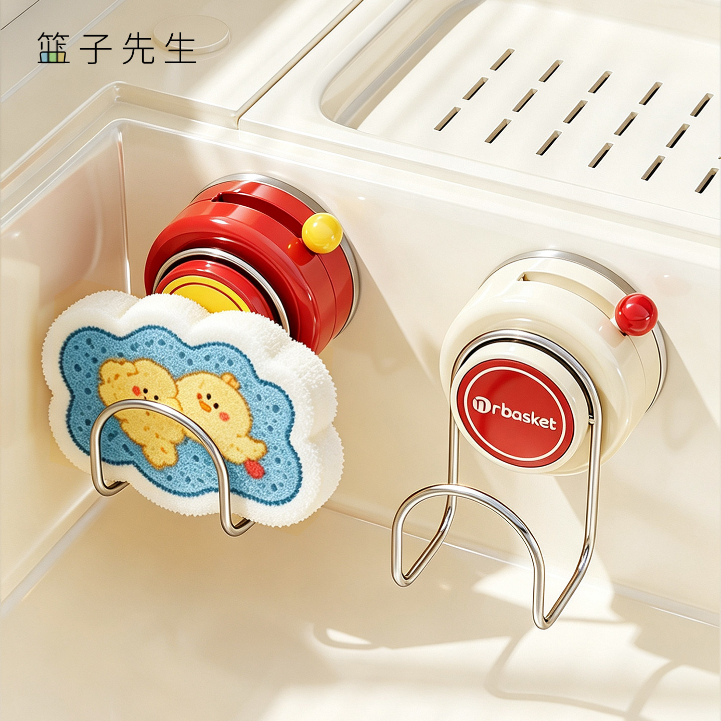 吸盘海绵置物架免打孔水槽沥水架图片