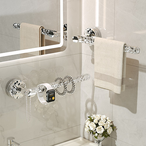 吸盘毛巾架卫生间免打孔浴巾挂杆