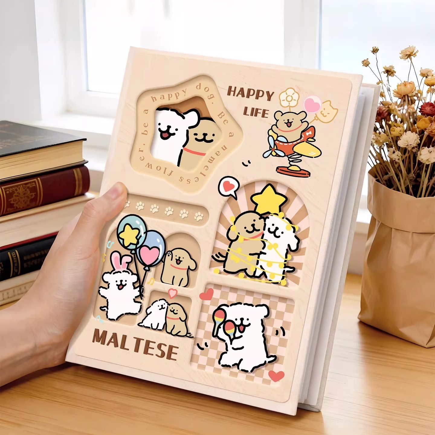 线条小狗卡册小相册本3寸纪念册情侣拍立得儿童家庭照片收纳影集