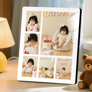 照片定制摆台宝宝成长相框记录高级感相册墙diy满月水晶相册摆件