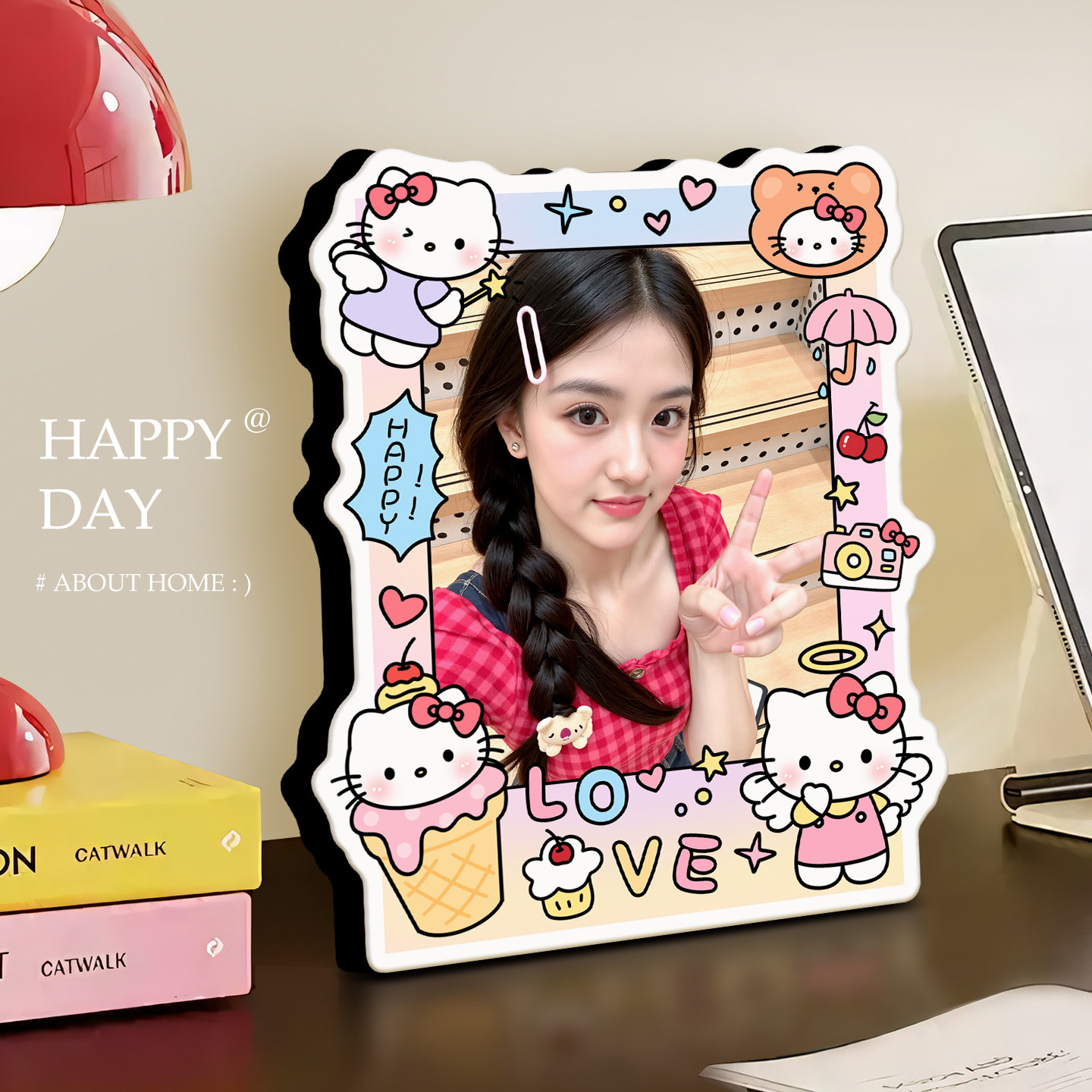 HelloKitty相框摆台水晶女生礼物创意定制照片相框情侣8寸送朋友