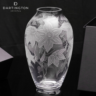 饰 英国DARTINGTON进口水晶玻璃花瓶高级感手工雕刻轻奢客厅装