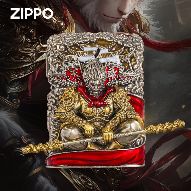 黑悟空Zippo芝宝防风煤油打火机夜光珐琅重盔甲送礼拆卸斗战胜佛