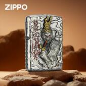 大圣归来Zippo芝宝防风煤油打火机重盔甲立体浮雕送礼品黄铜夜光