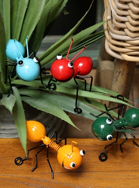创意铁艺小蚂蚁壁挂花盆边饰摆件