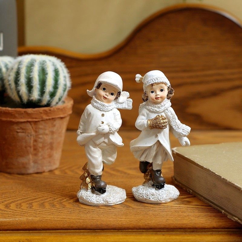 美式乡村冬日滑雪娃娃情侣树脂人物摆件生日礼物桌面装饰创意摆设,家居饰品,桌面摆件,淘宝优惠券,粉丝福利购,淘宝优惠卷