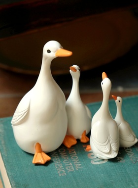 仿真小黄鸭母子鸭子工艺家居摆件