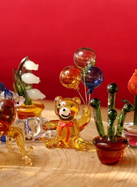 琉璃创意动物植物汽车车载摆件透明树脂工艺品电视电脑装饰小摆件