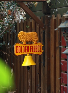 黄色绵羊铸铁门铃挂件户外装饰