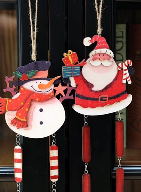 圣诞老公公小雪人木质挂件