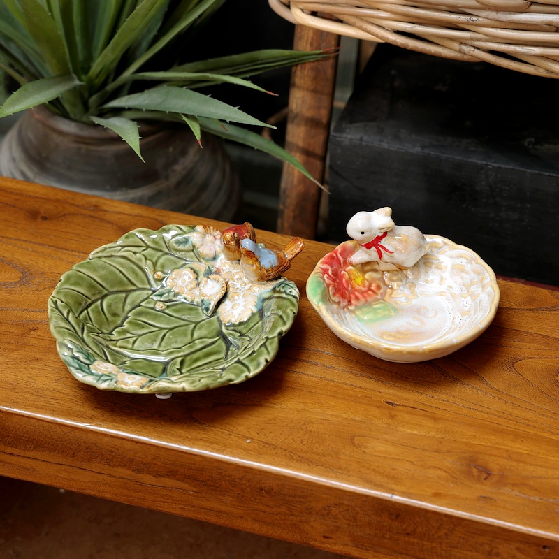 美式乡村风格陶瓷收纳钥匙首饰盘小鸟小动物桌面玄关茶几装饰摆件