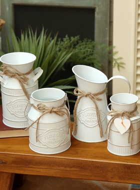 复古做旧手工zakka铁皮桶摆件