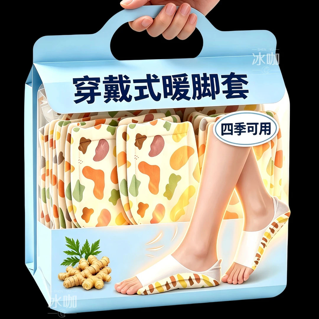 自发热脚套穿戴式脚套发热足套四季热敷暖脚神器暖足贴脚底暖脚宝