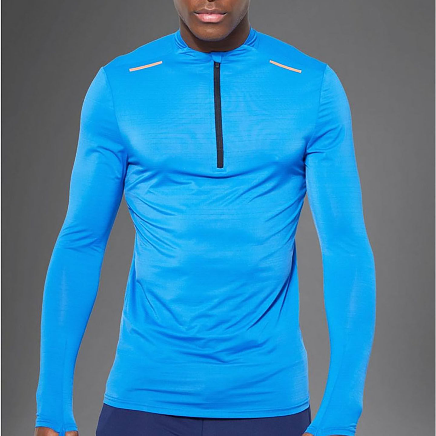 欧美运动男半拉链高弹力紧身透气排汗冰丝透气户外健身长袖速干衣