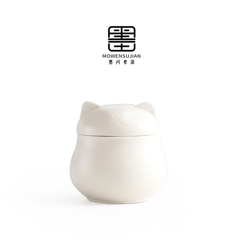 陶瓷招财猫密封储存迷你茶叶罐