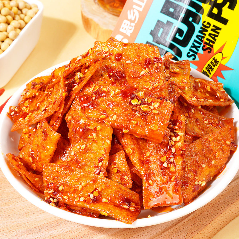 思乡山豆皮辣条湖南特产酥脆香辣味麻辣片怀旧零食80g/包休闲小吃