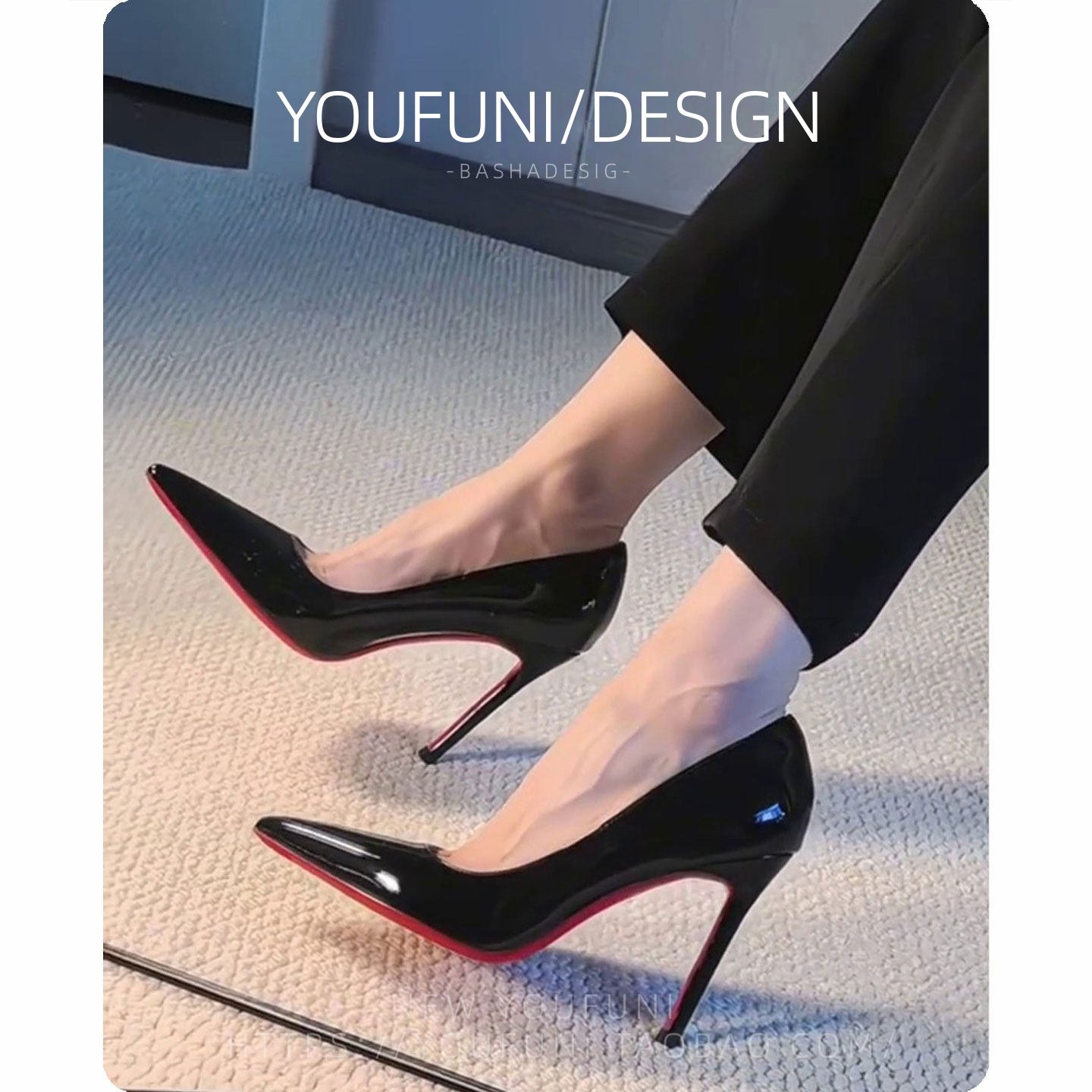 2026新款黑色红底高跟鞋女侧空尖头细跟性感风御姐单鞋气质不累脚,女鞋,浅口单鞋,淘宝优惠券,粉丝福利购,淘宝优惠卷
