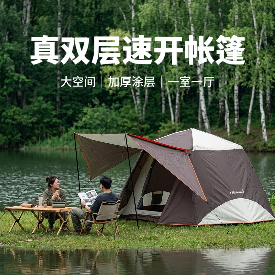 越朗双层速开免搭建防雨防晒帐篷图片