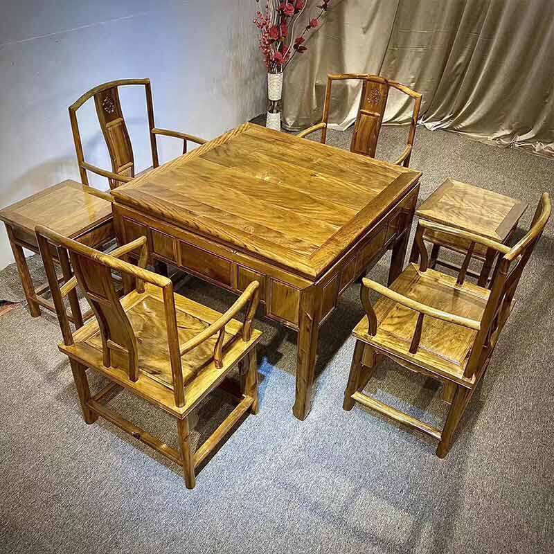 金丝楠木麻将桌小叶桢楠实木家用棋牌桌餐桌仿古简易家具收藏定制