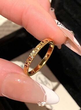 极细碎冰冰轻奢小众女士尾戒