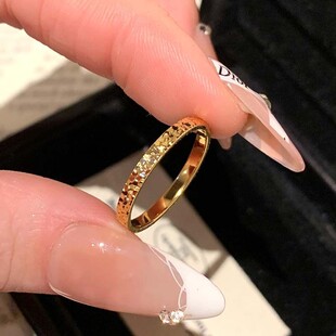 极细碎冰冰戒指女轻奢高级感尾戒素圈戒指女小众设计食指环女