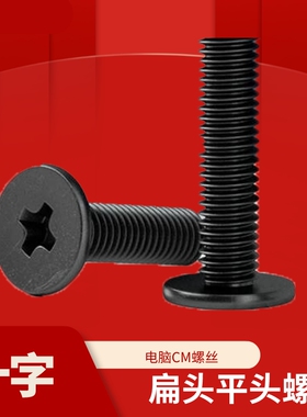 十字扁平头螺丝CM大平头电脑专用固定薄头钉M2M3M6黑色304不锈钢