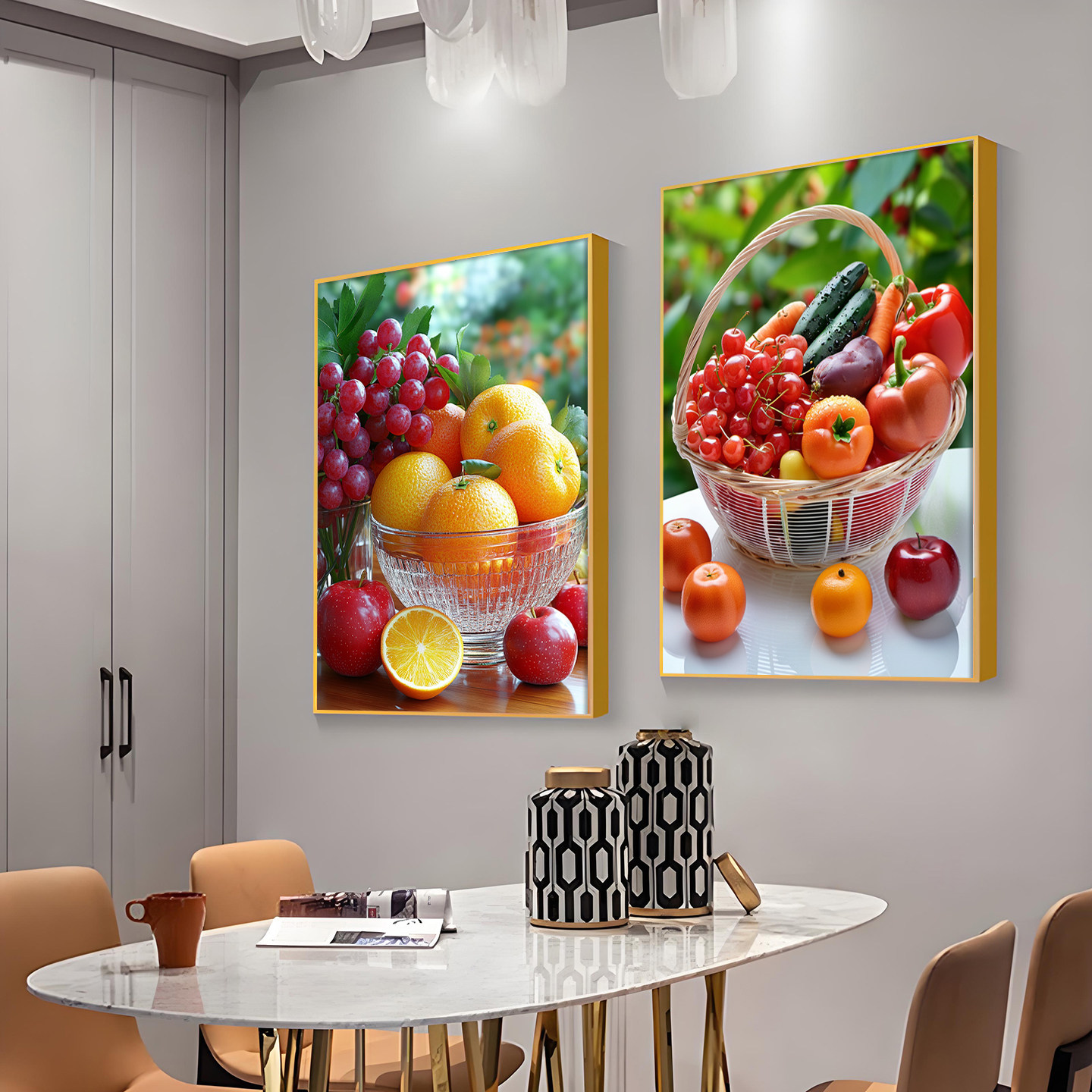 大气饭厅装饰画现代简约餐桌墙上壁画饭厅挂画单幅水果画墙画