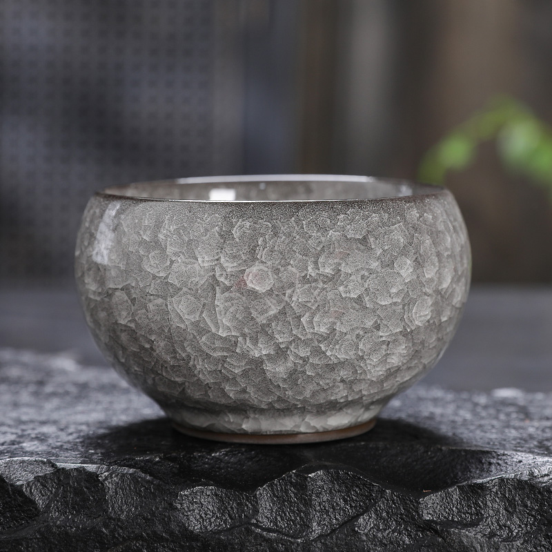 黑冰花主人杯冰裂釉个人专用茶杯
