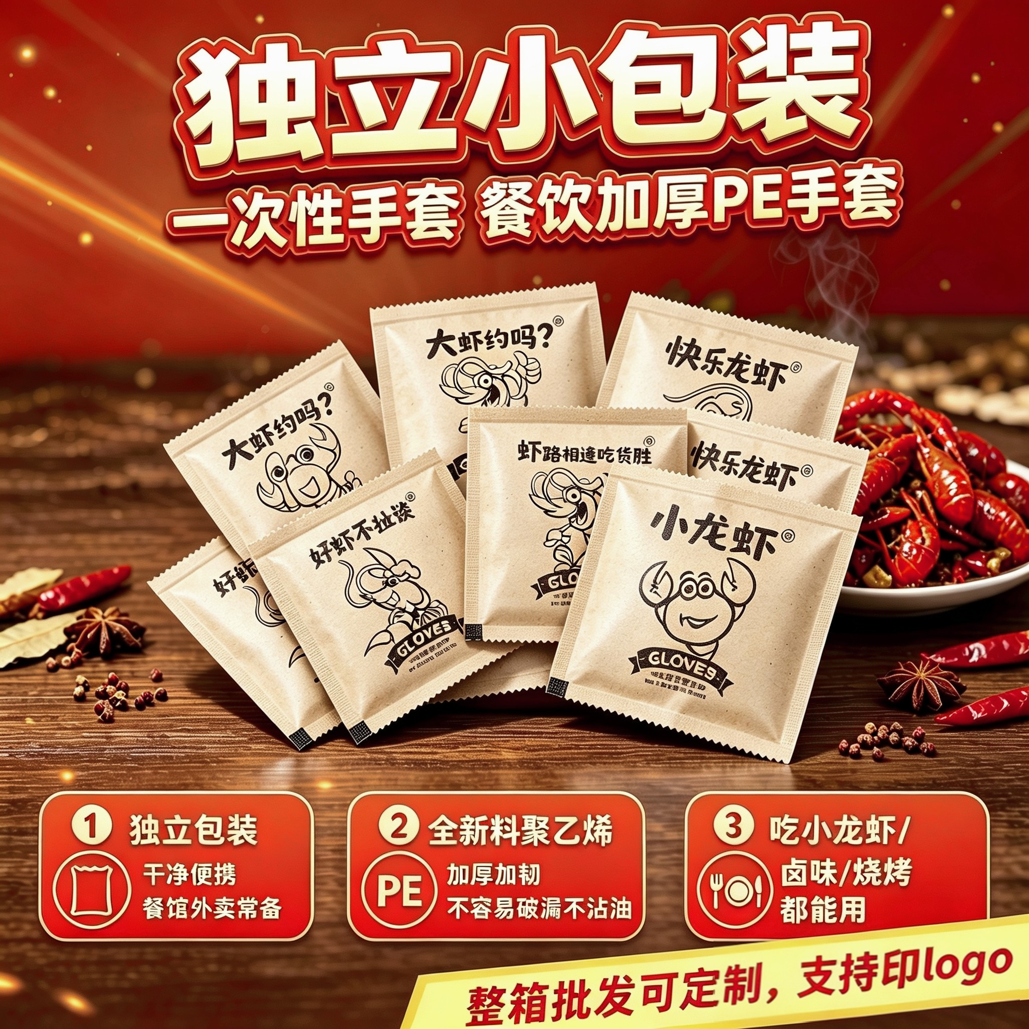 炸鸡汉堡披萨400只一次性手套