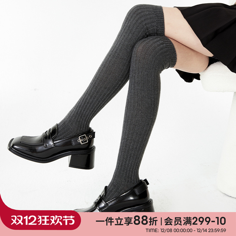 上森派系senpop纯色羊毛过膝袜