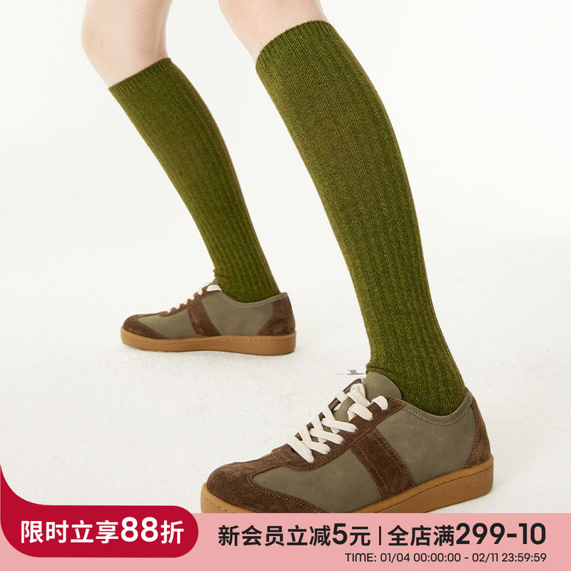 上森绿色袜子羊毛小腿袜秋长筒袜乐福鞋ins堆堆袜女袜显瘦高筒袜,女士内衣/男士内衣/家居服,长筒袜,淘宝优惠券,粉丝福利购,淘宝优惠卷